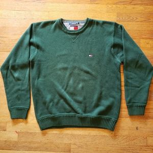 Vintage Green Tommy Hilfiger Sweater 100% Cotton XL classic fall winter preppy